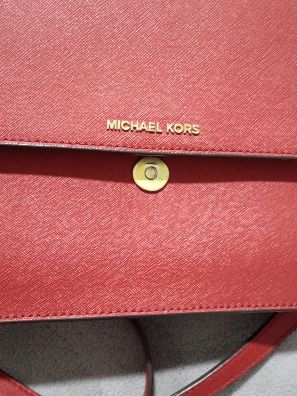 Michael Kors Red Saffiano Leather Crossbody Bag
